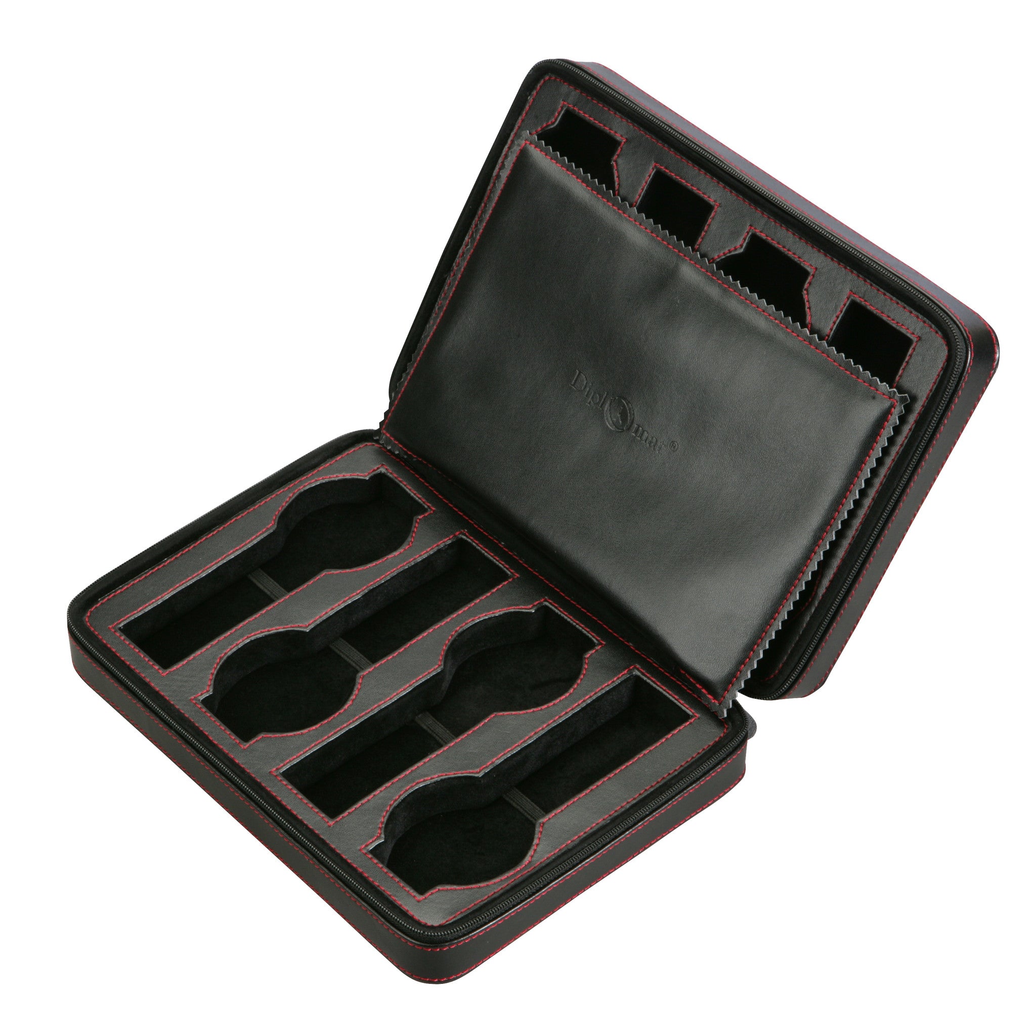 Diplomat Black Leather 8 Watch Travel Case – Watch Box Co.