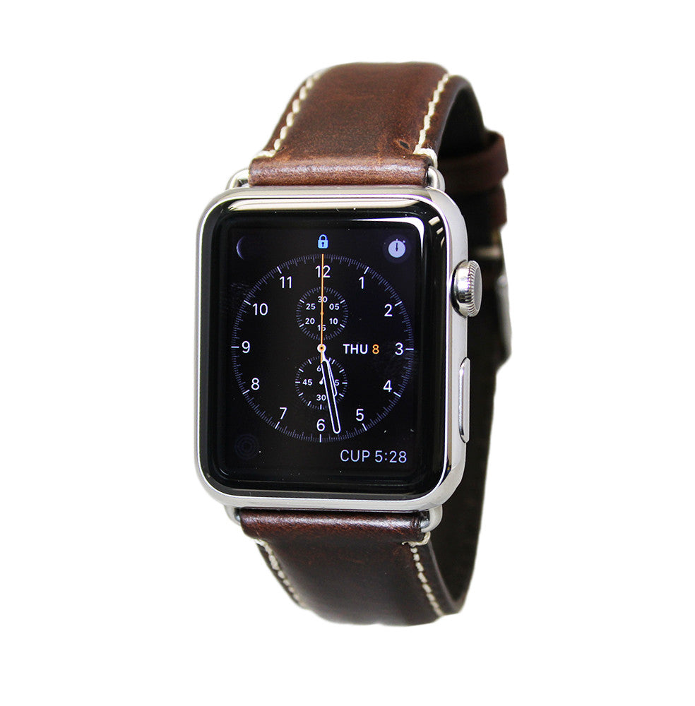Contrasting Stitching Leather Apple Watch Strap