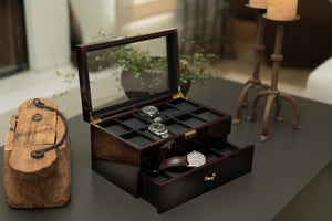 Our wood watch boxes are available in various colors, patterns, and sizes.