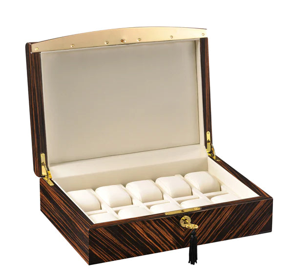 Volta Ebony 10 Wood Watch Case w/ Gold Trim