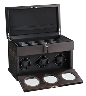 Volta Rustic Brown Wood 3 Watch Winder