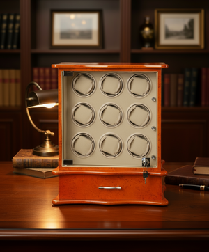 Diplomat Estate Collection Burl Wood Nine Watch Winder