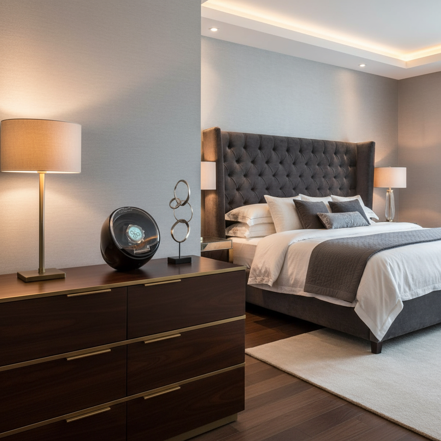 Diplomat Economy Single Watch Winder – Black with High-Gloss Accents by Watch Box Co.