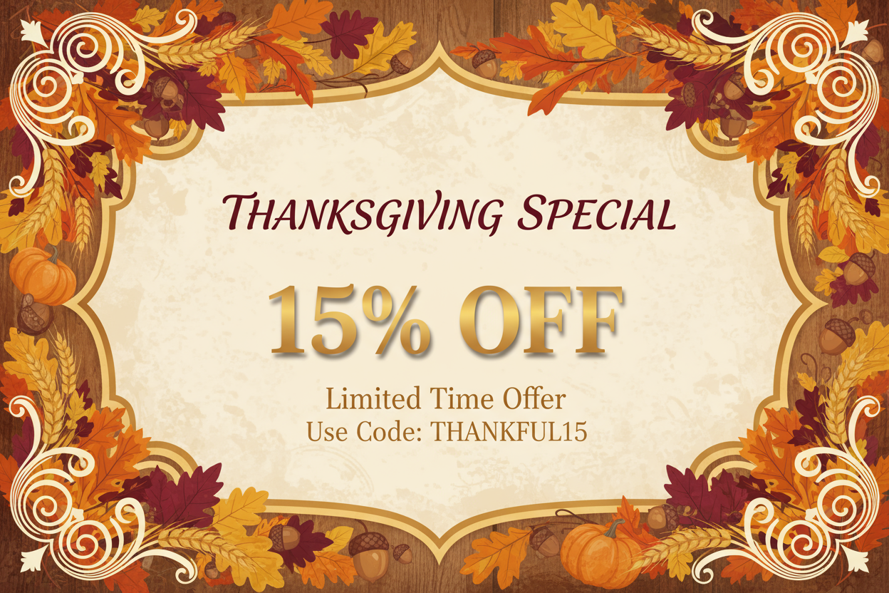 Thanksgiving Coupon - 15% Off