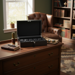 Volta 10-Piece Rustic Brown Wood Watch Case