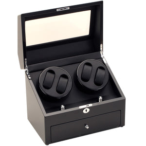 Piano Black Four Watch Winder With Extra Storage