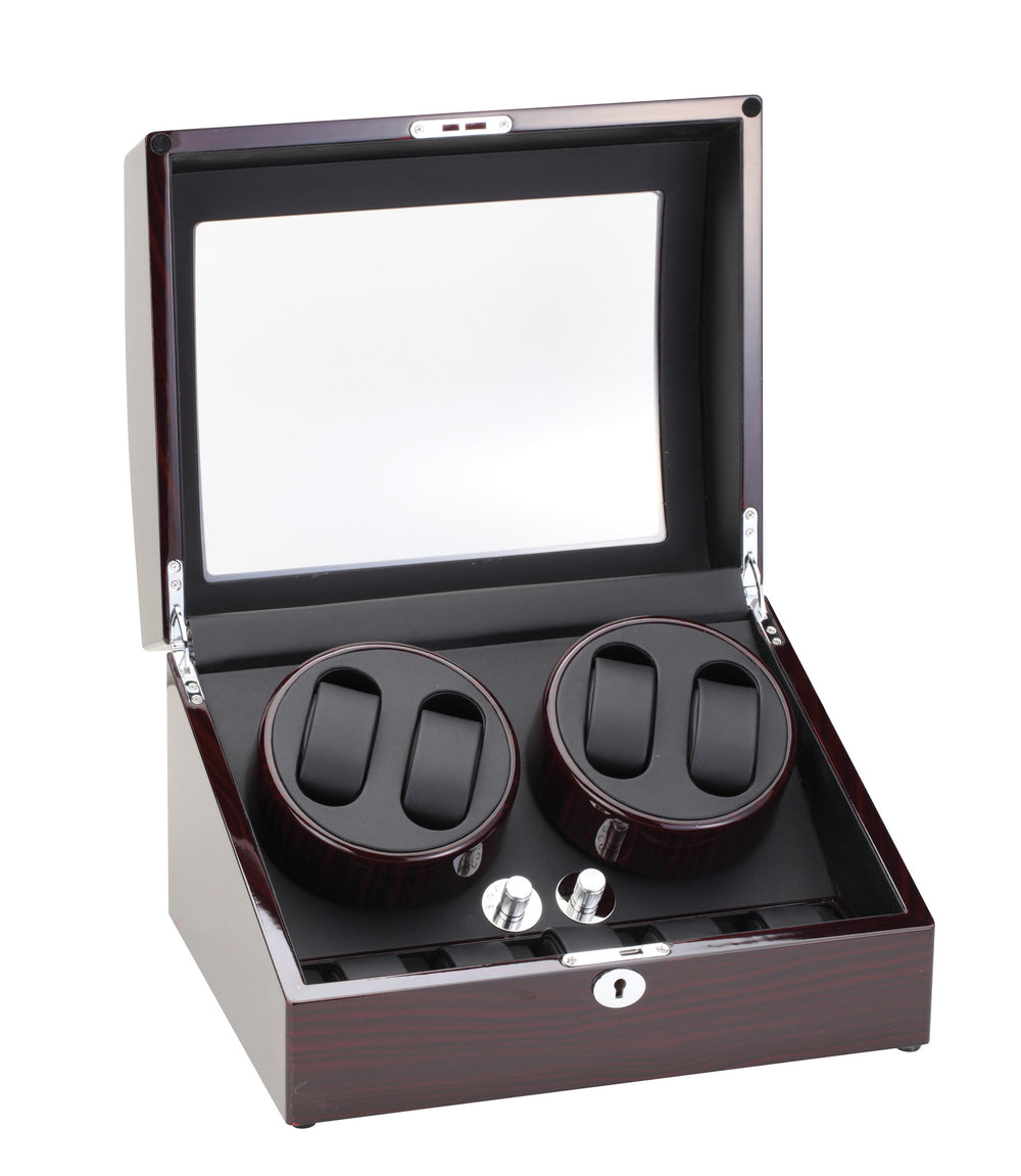 Diplomat Ebony Wood Four Watch Winder - Watch Box Co. - 1