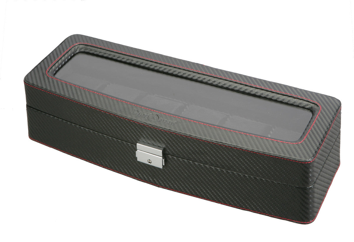 6 Diplomat Carbon Fiber Watch Box with Clear Top Watch Box Co