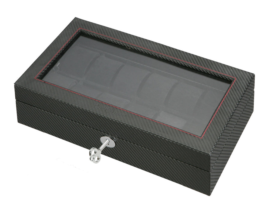 (12) Diplomat Carbon Fiber Watch Box With Clear Top