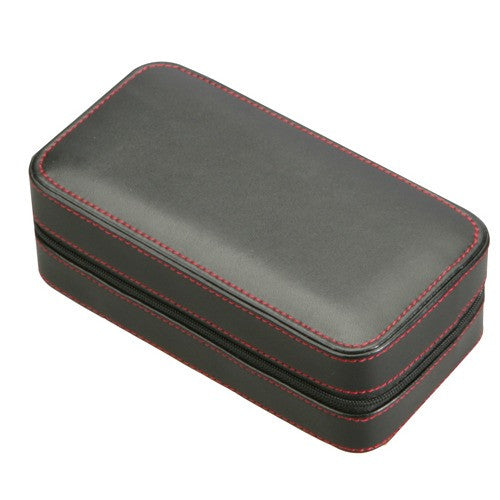 Diplomat Black Leather 2 Watch Travel Case - Watch Box Co. - 1