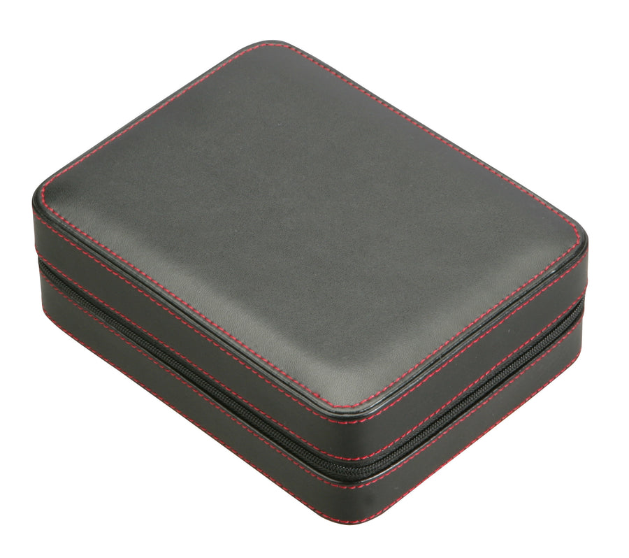 Diplomat Black Leather 4 Watch Travel Case - Watch Box Co. - 1