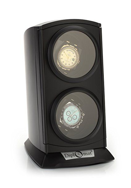 Diplomat Matte Black Double Watch Winder Tower