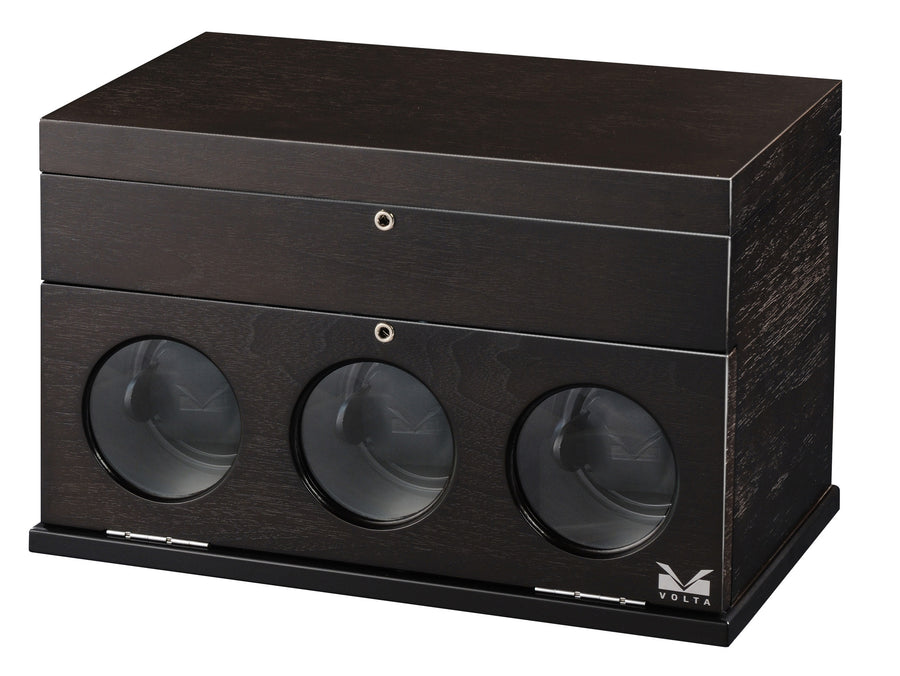 Volta Rustic Brown Wood 3 Watch Winder