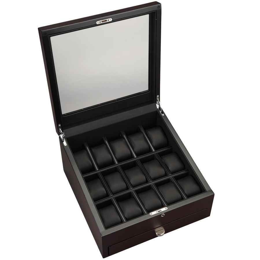 Volta Carbon Fiber 15 Wood Watch Case With Extra Storage Compartment