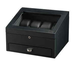 Volta 8 Carbon Fiber Watch Box With Extra Storage Compartment - Watch Box Co. - 2