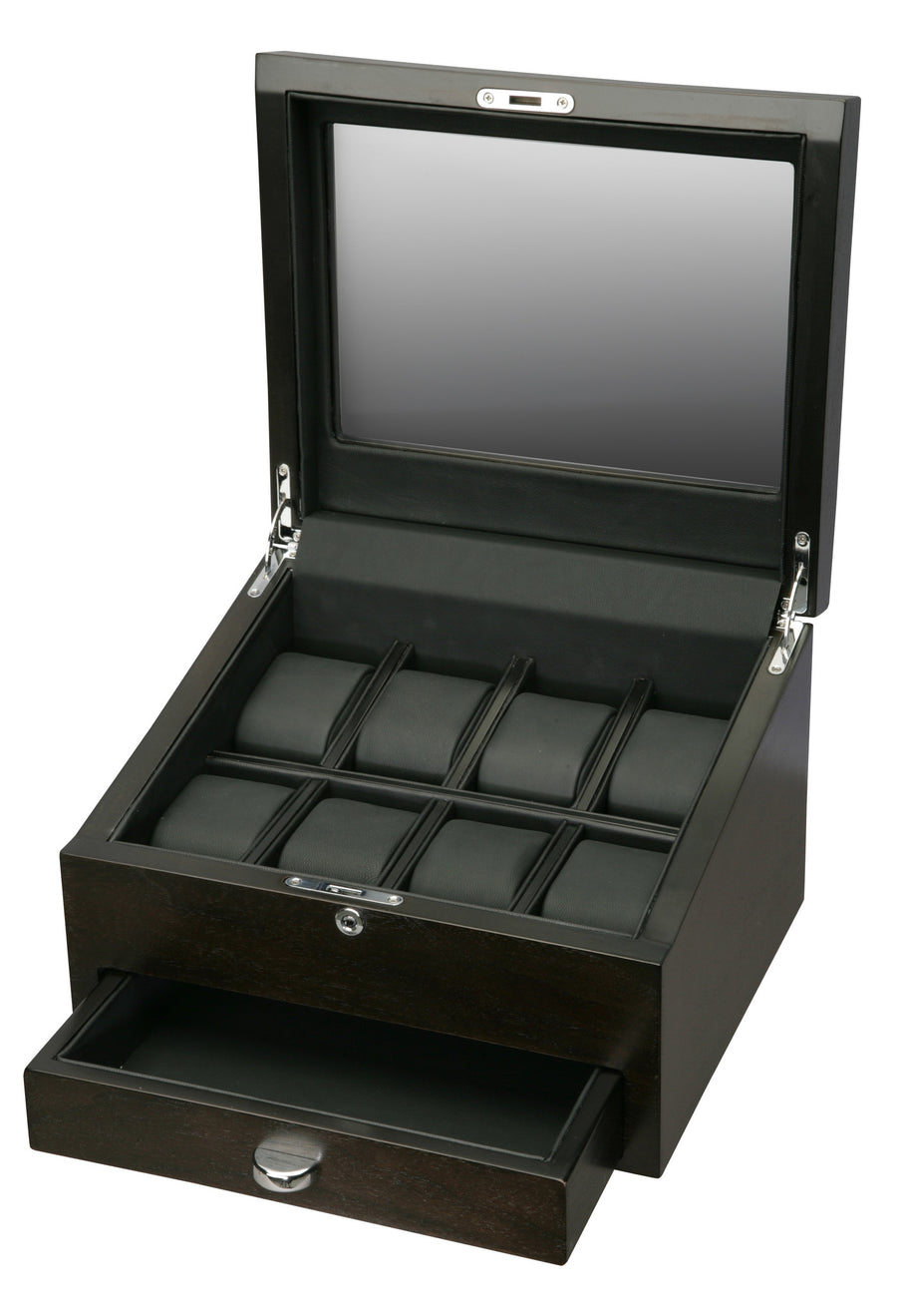 Volta Rustic Brown 8 Wood Watch Case With Extra Storage Compartment