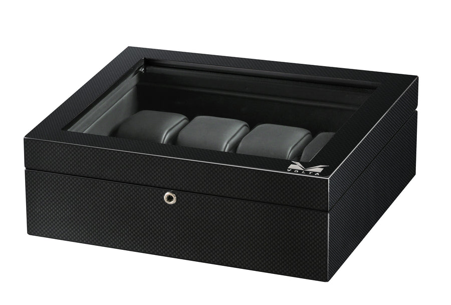 Volta 8 Carbon Fiber Watch Box With Glass Top