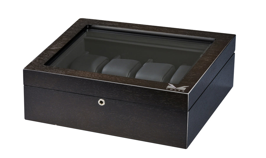 Volta Rustic Brown 8 Wood Watch Case With Glass Top