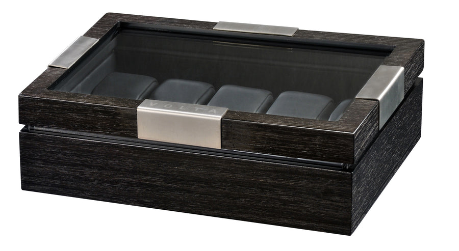 Volta 10 Matte Charcoal Wood Watch Case - Watch Box Co. - 1