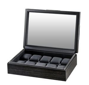 Volta 10 Matte Charcoal Wood Watch Case - Watch Box Co. - 1