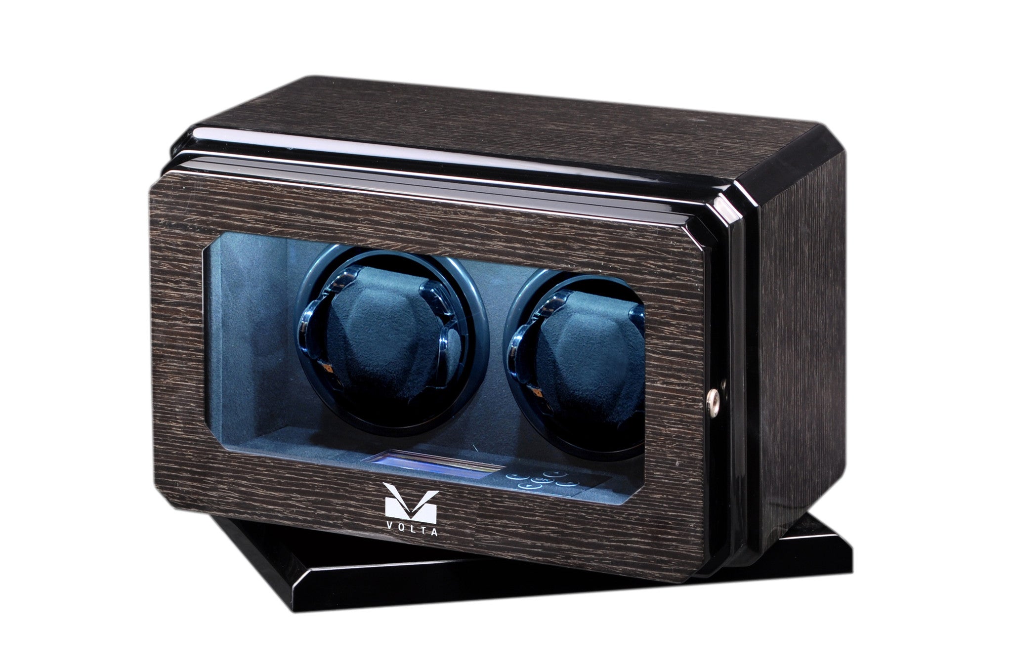 Volta Black Oak Double Watch Winder with Rotation Base