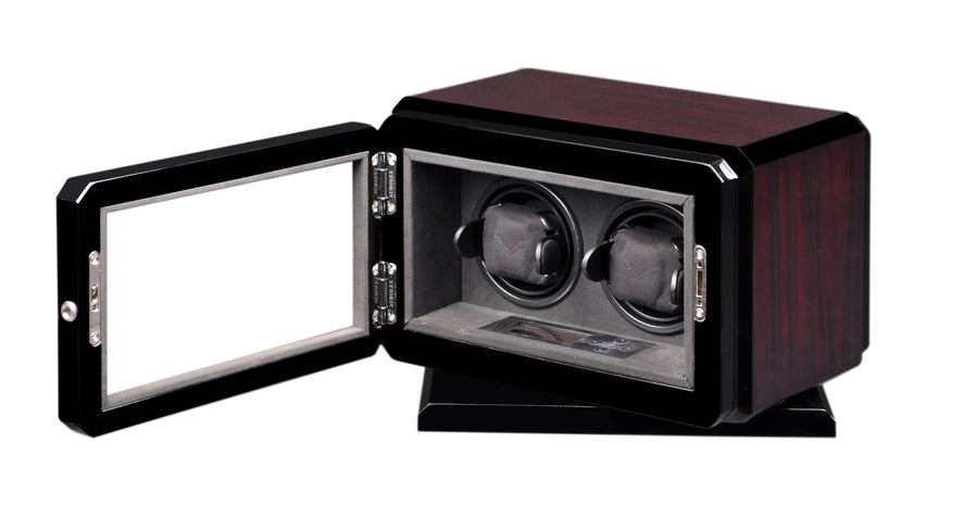 Volta Dark Rosewood Double Watch Winder with Rotation Base - Watch Box Co. - 1