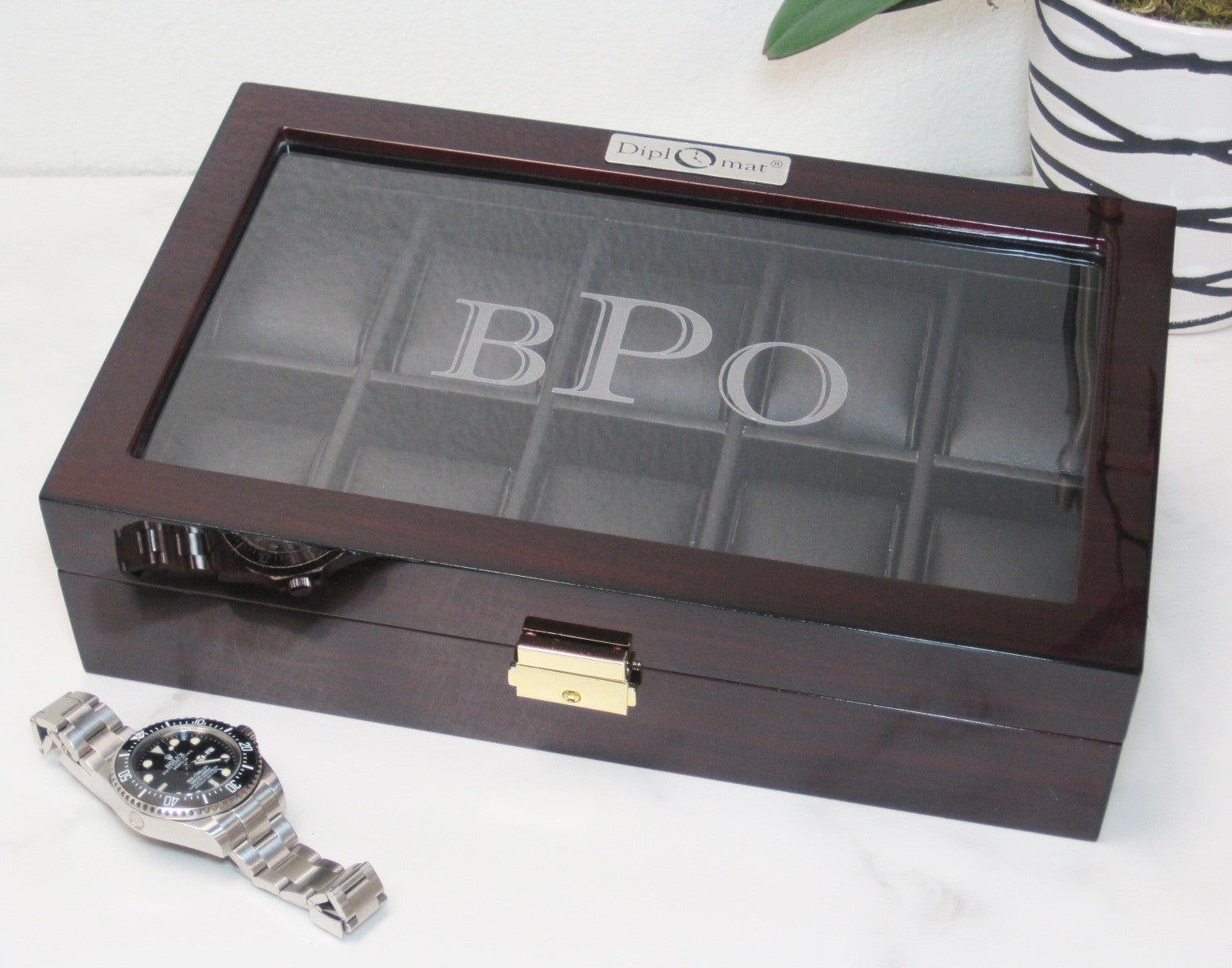 10) Diplomat Ebony Wood Watch Box – Watch Box Co.