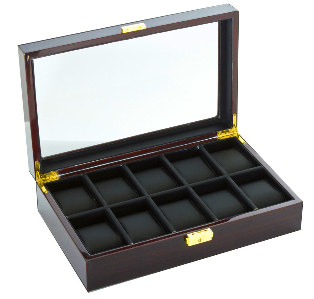 (10) Diplomat Ebony Wood Watch Box - Watch Box Co. - 1