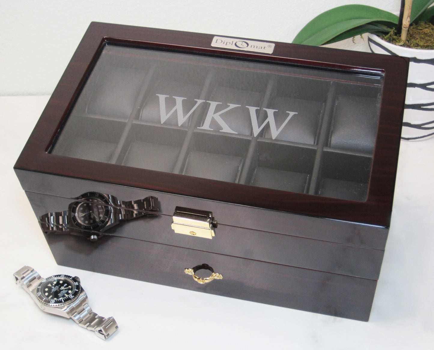 
                  
                    (20) Diplomat Dark Ebony wood Watch Box - Watch Box Co. - 3
                  
                