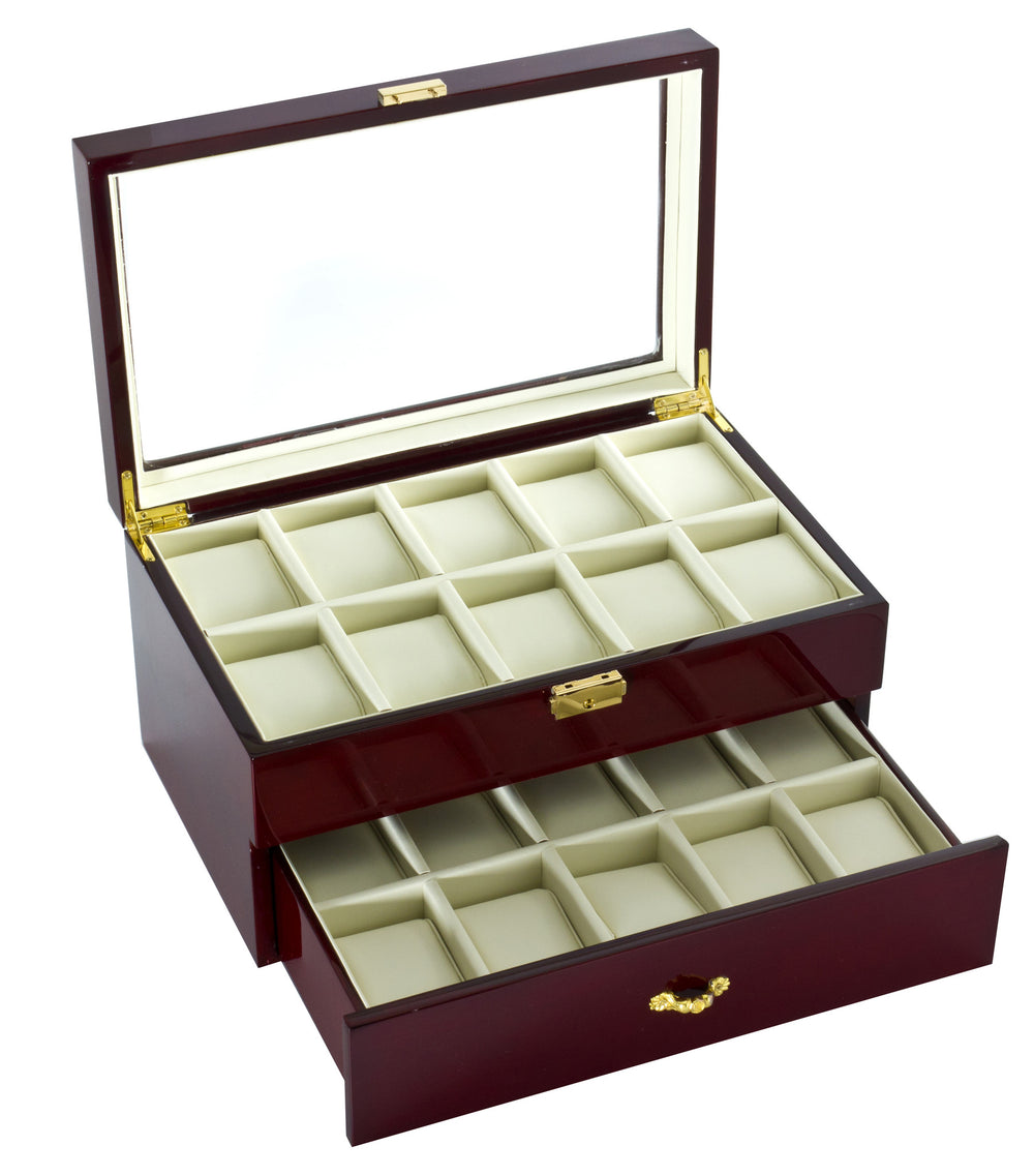 (20) Diplomat Glossy Rosewood Watch Box - Watch Box Co. - 1