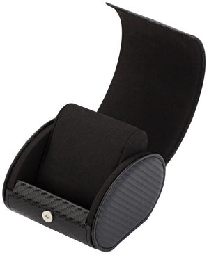 Single Carbon Fiber Pattern Leather Watch Travel Case by Watch Box Co.