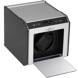 Diplomat Brushed Silver Aluminum Single Watch Winder With L.E.D Lighting.