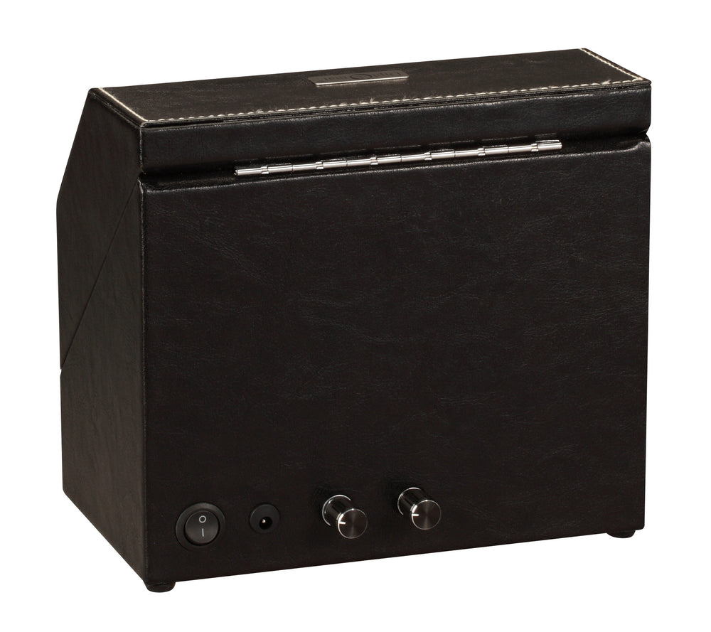 
                  
                    Diplomat Black Leather Double Watch Winder with Stitch Trim - Watch Box Co. - 3
                  
                