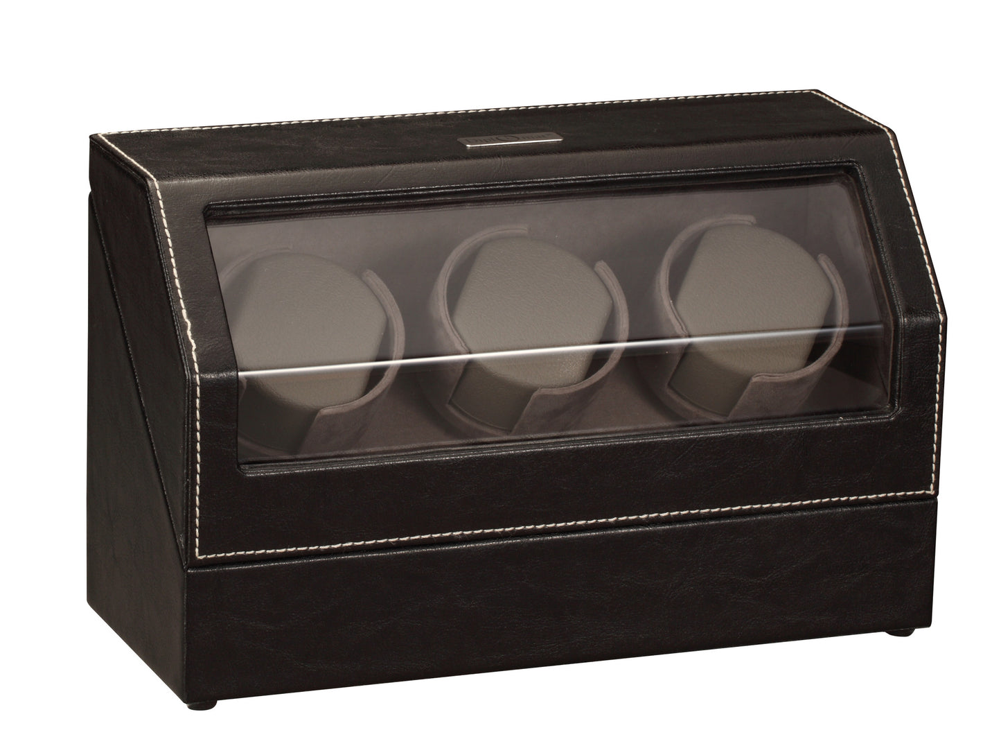 Diplomat Black Leather 3 Watch Winder - Watch Box Co. - 2