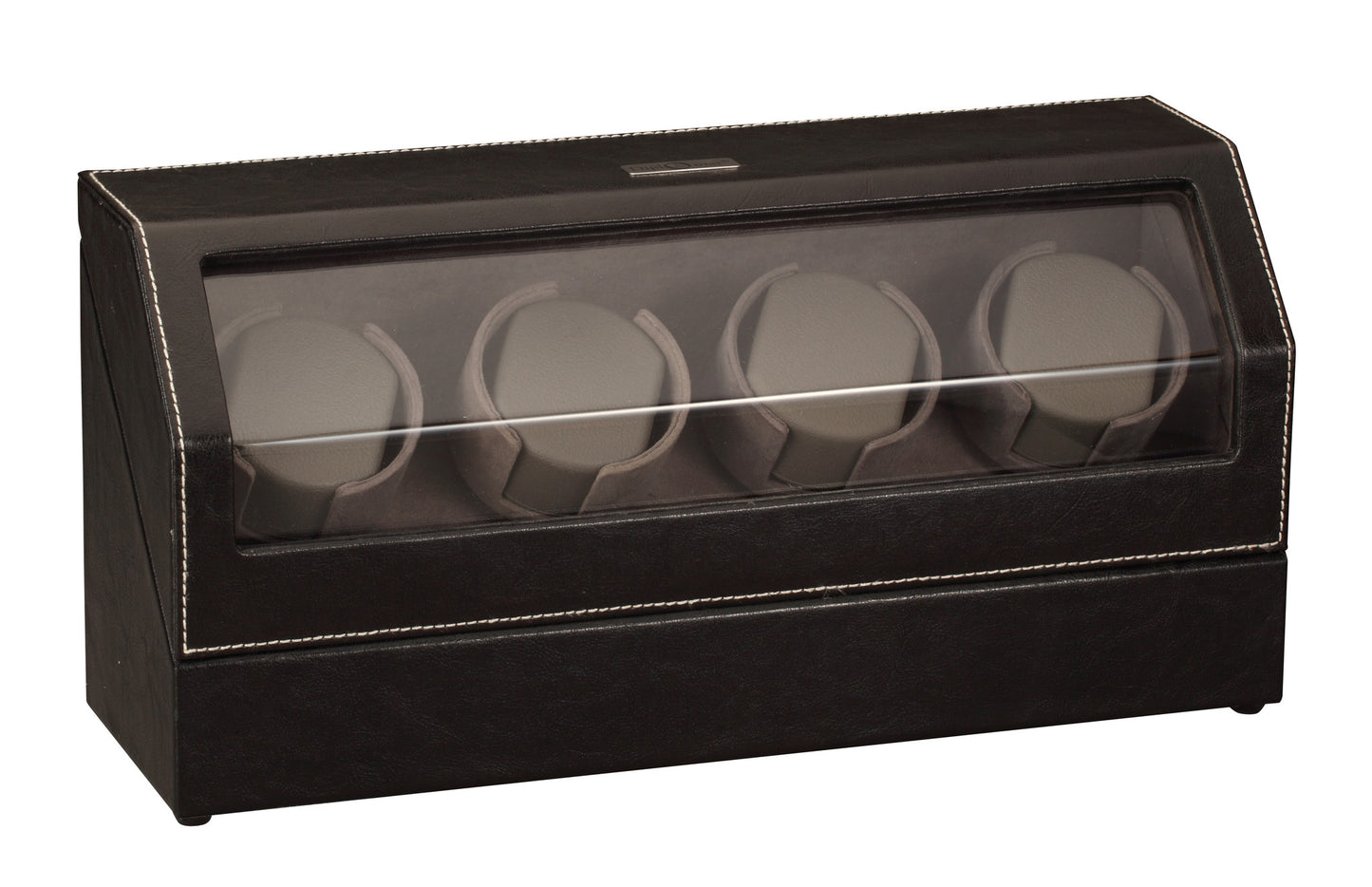 Diplomat Black Leather Four Watch Winder - Watch Box Co. - 2