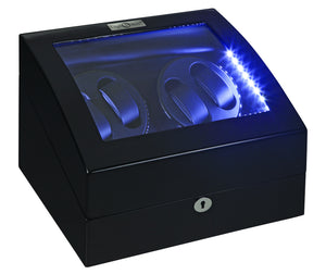 Diplomat Black Edition Four Watch Winder with LED's - Watch Box Co. - 2