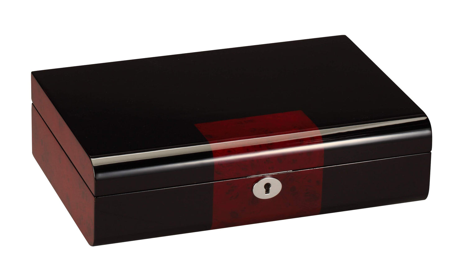 Diplomat 10 Piano Black Wood Watch Case With Cherry Wood Accent Trim - Watch Box Co. - 2