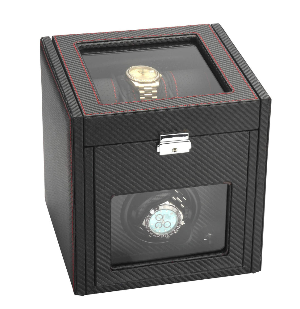 
                  
                    Diplomat Black Carbon Fiber Pattern Single Watch Winder & 6 Watch Additional Storage
                  
                