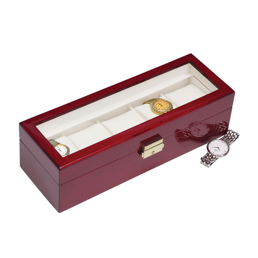 (5) Rosewood Watch Box w/ Glass Top - Watch Box Co. - 1