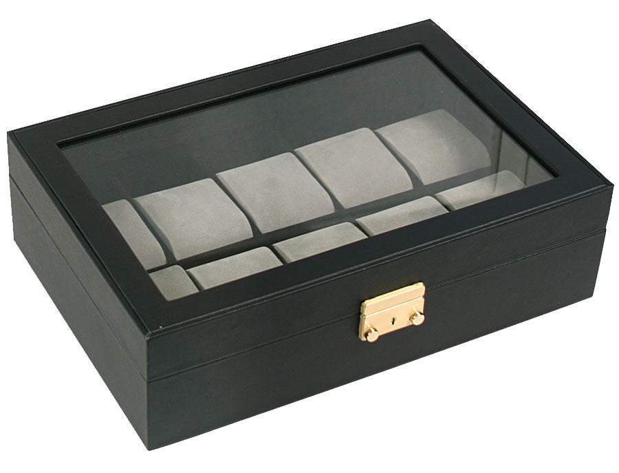 (10) Black Leather watch box - Watch Box Co. - 1