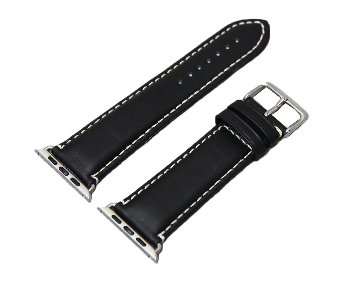 
                  
                    Mitri Genuine Leather Black Watch Strap With Contrast Stitching For Apple Watch - Watch Box Co. - 3
                  
                