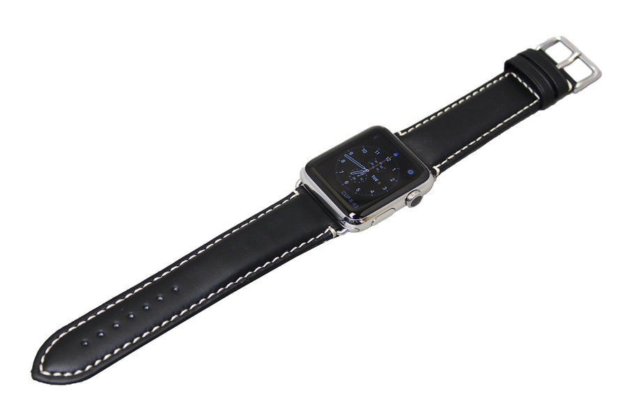 Mitri Genuine Leather Black Watch Strap With Contrast Stitching For Apple Watch - Watch Box Co. - 1