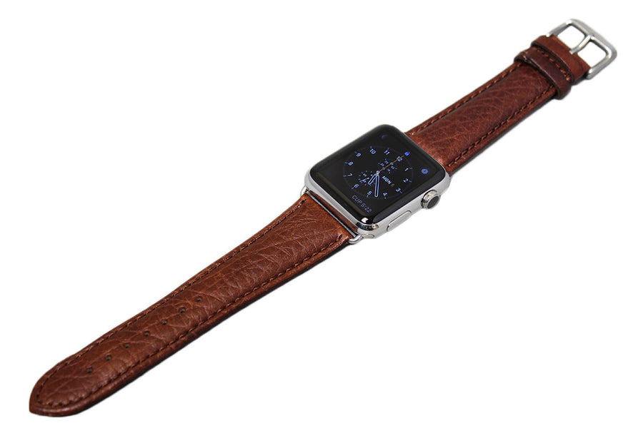 Mitri Genuine Grain Leather Brown Watch Strap For Apple Watch - Watch Box Co. - 1